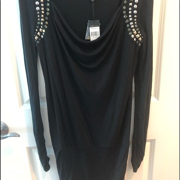 BCBGMAXAZRIA Bodycon Dress Jeweled Shoulder - Picture 3 of 16